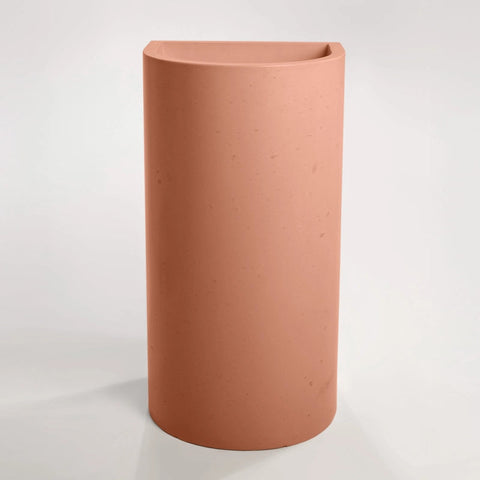 Concrete Polished Full Height Half-Moon Pedestal Basin