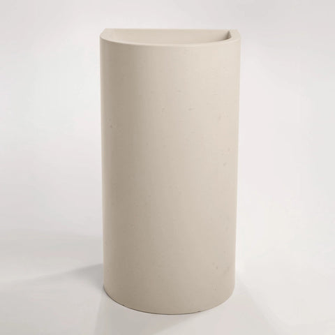 Concrete Polished Full Height Half-Moon Pedestal Basin