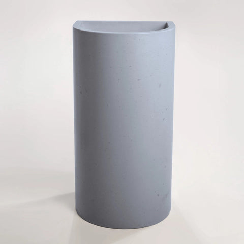 Concrete Polished Full Height Half-Moon Pedestal Basin
