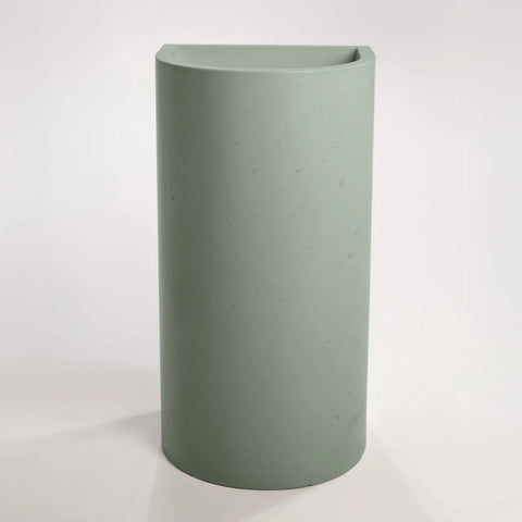 Concrete Polished Full Height Half-Moon Pedestal Basin