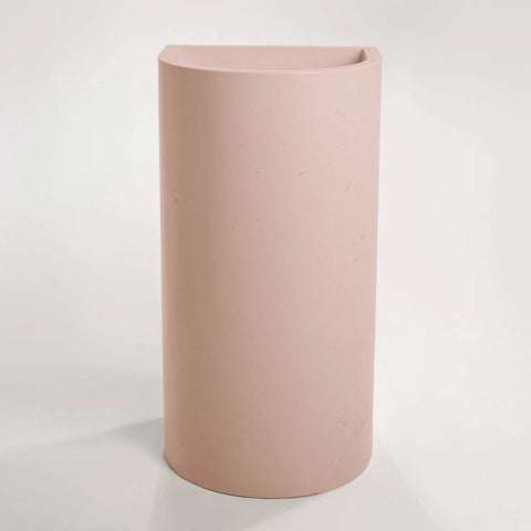 Concrete Polished Full Height Half-Moon Pedestal Basin