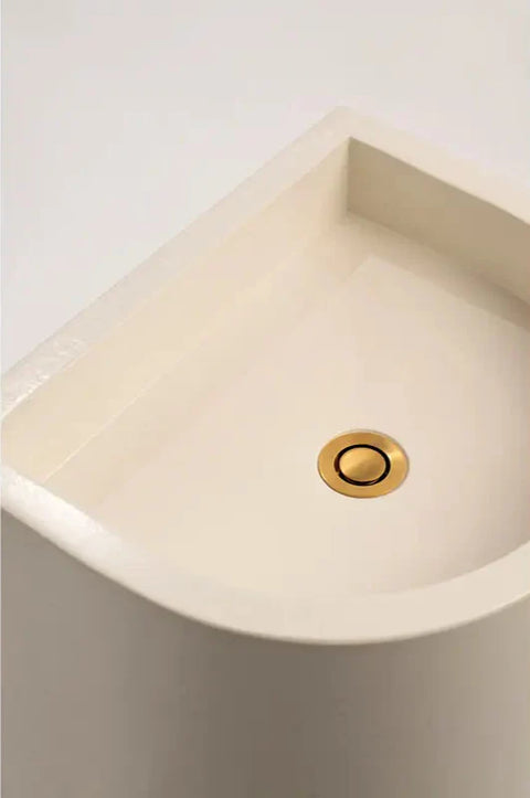 Concrete Polished Full Height Half-Moon Pedestal Basin