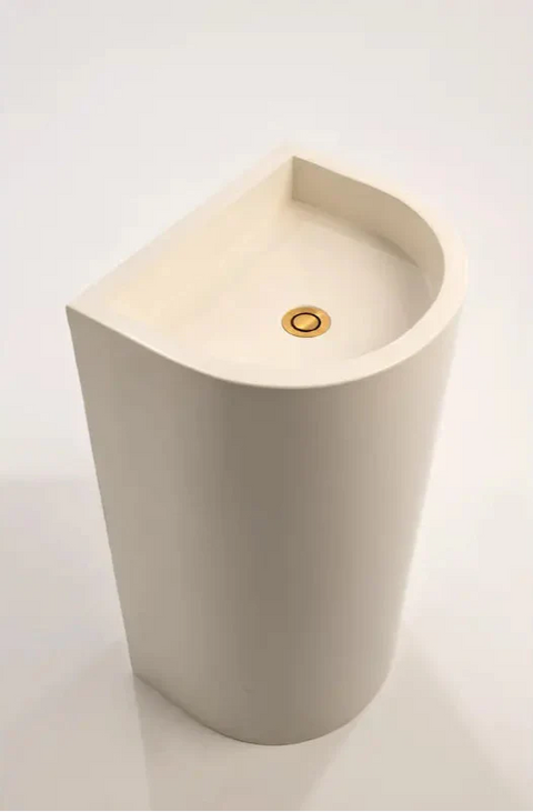Concrete Polished Full Height Half-Moon Pedestal Basin