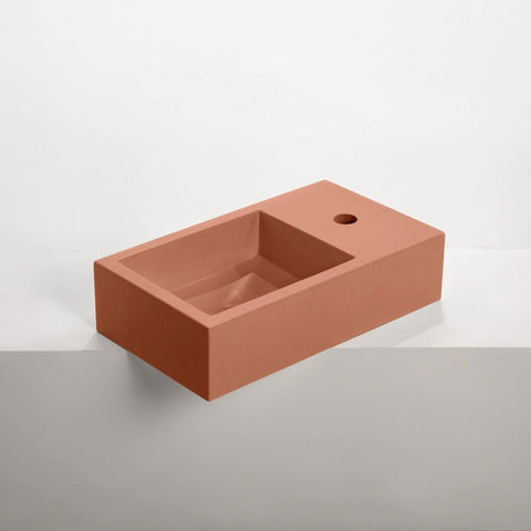 Concrete Polished Rectangular Powder Room Basin