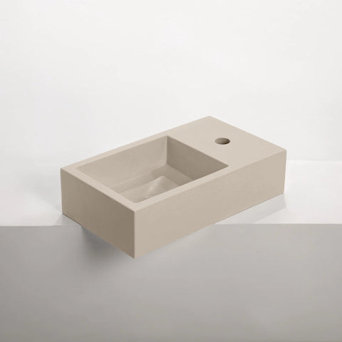 Concrete Polished Rectangular Powder Room Basin