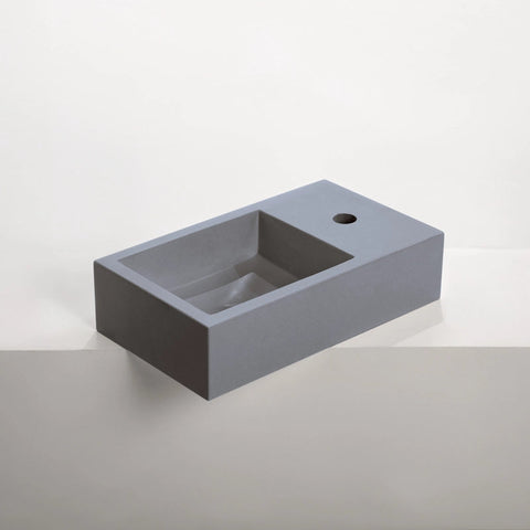 Concrete Polished Rectangular Powder Room Basin