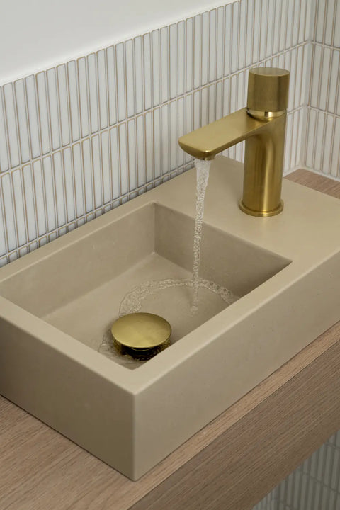 Concrete Polished Rectangular Powder Room Basin