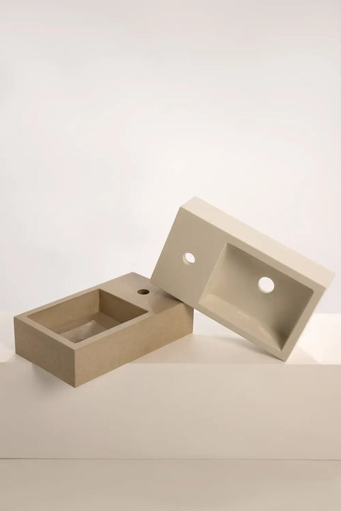 Concrete Polished Rectangular Powder Room Basin