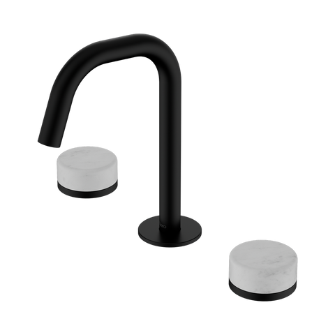 Serenity Basin Set Edge Spout With Carrara Handle - Nero Serenity Collection - Chrome FinishMatte Black Finish