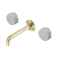 Serenity Wall Basin Set 160mm Spout With Carrara Handle - Nero Serenity Collection - Chrome FinishBrushed Gold Finish