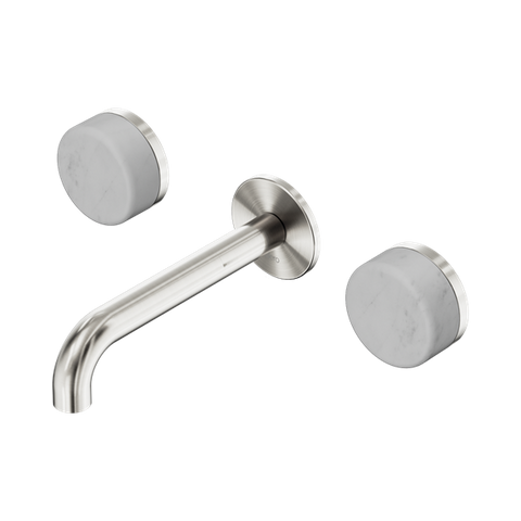 Serenity Wall Basin Set 160mm Spout With Carrara Handle - Nero Serenity Collection - Chrome FinishBrushed Nickel Finish
