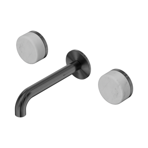 Serenity Wall Basin Set 160mm Spout With Carrara Handle - Nero Serenity Collection - Chrome FinishGun Metal Finish