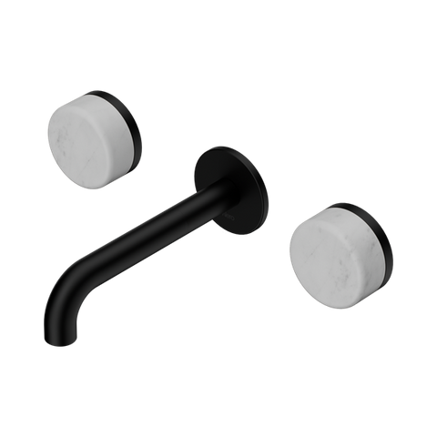 Serenity Wall Basin Set 160mm Spout With Carrara Handle - Nero Serenity Collection - Chrome FinishMatte Black Finish