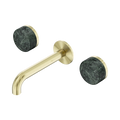 Serenity Wall Basin Set 160mm Spout With Verde Alpi Handle - Nero Serenity Collection - Chrome FinishBrushed Gold Finish