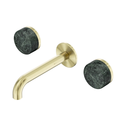 Serenity Wall Basin Set 160mm Spout With Verde Alpi Handle - Nero Serenity Collection - Chrome FinishBrushed Gold Finish