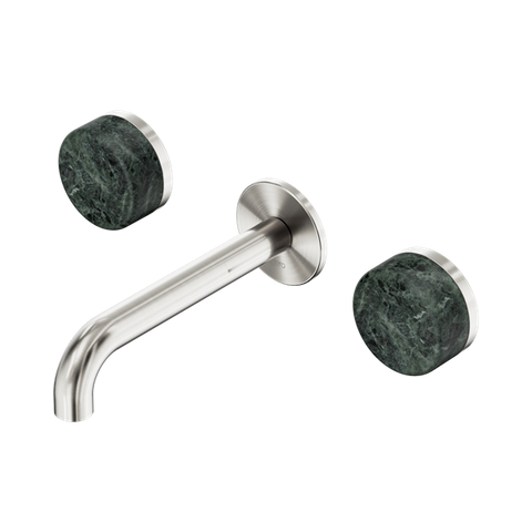 Serenity Wall Basin Set 160mm Spout With Verde Alpi Handle - Nero Serenity Collection - Chrome FinishBrushed Nickel Finish