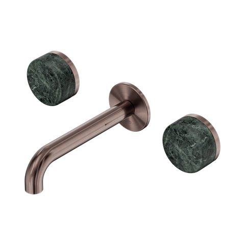 Serenity Wall Basin Set 160mm Spout With Verde Alpi Handle - Nero Serenity Collection - Chrome FinishBrushed Bronze Finish