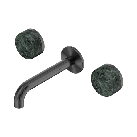 Serenity Wall Basin Set 160mm Spout With Verde Alpi Handle - Nero Serenity Collection - Chrome FinishGun Metal Finish