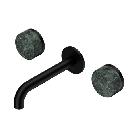 Serenity Wall Basin Set 160mm Spout With Verde Alpi Handle - Nero Serenity Collection - Chrome FinishMatte Black Finish