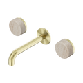 Serenity Wall Basin Set 160mm Spout With Rome Travertine Handle - Nero Serenity Collection - Chrome FinishBrushed Gold Finish