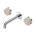Serenity Wall Basin Set 160mm Spout With Rome Travertine Handle - Nero Serenity Collection - Chrome Finish