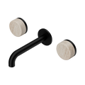 Serenity Wall Basin Set 160mm Spout With Rome Travertine Handle - Nero Serenity Collection - Chrome FinishMatte Black Finish