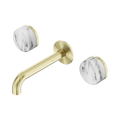Serenity Wall Basin Set 160mm Spout With Arabescato Corchia Handle - Nero Serenity Collection - Chrome FinishBrushed Gold Finish