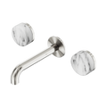 Serenity Wall Basin Set 160mm Spout With Arabescato Corchia Handle - Nero Serenity Collection - Chrome FinishBrushed Nickel Finish