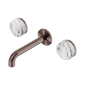 Serenity Wall Basin Set 160mm Spout With Arabescato Corchia Handle - Nero Serenity Collection - Chrome FinishBrushed Bronze Finish