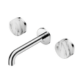 Serenity Wall Basin Set 160mm Spout With Arabescato Corchia Handle - Nero Serenity Collection - Chrome Finish