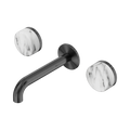 Serenity Wall Basin Set 160mm Spout With Arabescato Corchia Handle - Nero Serenity Collection - Chrome FinishGun Metal Finish