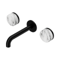Serenity Wall Basin Set 160mm Spout With Arabescato Corchia Handle - Nero Serenity Collection - Chrome FinishMatte Black Finish