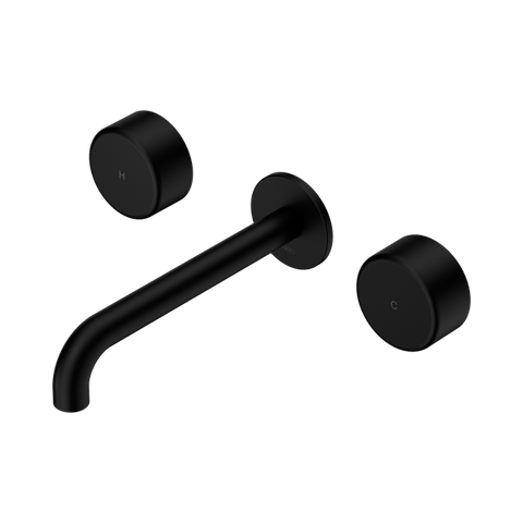 Serenity Wall Basin Set 160mm Spout With Metal Handle - Nero Serenity Collection - Chrome FinishMatte Black Finish