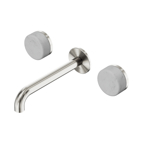 Serenity Wall Basin Set 185mm Spout With Carrara Handle - Nero Serenity Collection - Chrome FinishBrushed Nickel Finish