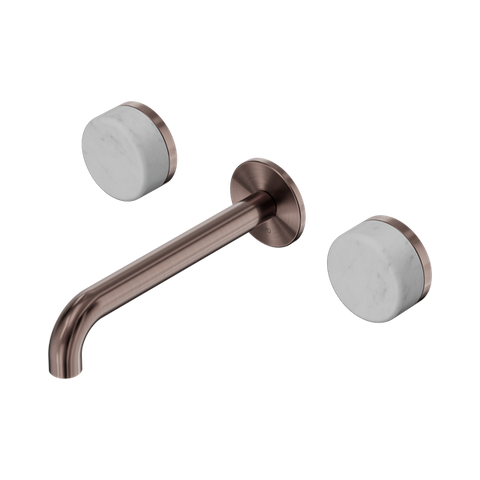 Serenity Wall Basin Set 185mm Spout With Carrara Handle - Nero Serenity Collection - Chrome FinishBrushed Bronze Finish