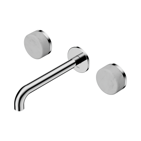 Serenity Wall Basin Set 185mm Spout With Carrara Handle - Nero Serenity Collection - Chrome Finish