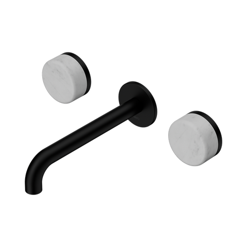 Serenity Wall Basin Set 185mm Spout With Carrara Handle - Nero Serenity Collection - Chrome FinishMatte Black Finish
