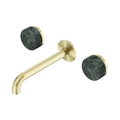 Serenity Wall Basin Set 185mm Spout With Verde Alpi Handle - Nero Serenity Collection - Chrome FinishBrushed Gold Finish
