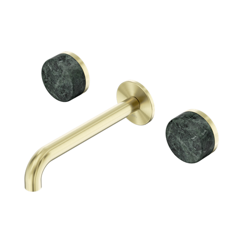 Serenity Wall Basin Set 185mm Spout With Verde Alpi Handle - Nero Serenity Collection - Chrome FinishBrushed Gold Finish