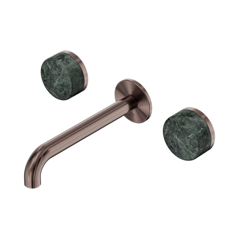 Serenity Wall Basin Set 185mm Spout With Verde Alpi Handle - Nero Serenity Collection - Chrome FinishBrushed Bronze Finish