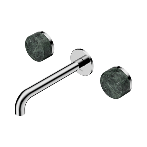 Serenity Wall Basin Set 185mm Spout With Verde Alpi Handle - Nero Serenity Collection - Chrome Finish