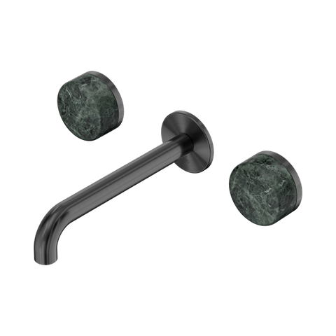 Serenity Wall Basin Set 185mm Spout With Verde Alpi Handle - Nero Serenity Collection - Chrome FinishGun Metal Finish
