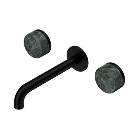 Serenity Wall Basin Set 185mm Spout With Verde Alpi Handle - Nero Serenity Collection - Chrome FinishMatte Black Finish