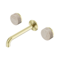 Serenity Wall Basin Set 185mm Spout With Rome Travertine Handle - Nero Serenity Collection - Chrome FinishBrushed Gold Finish