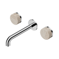 Serenity Wall Basin Set 185mm Spout With Rome Travertine Handle - Nero Serenity Collection - Chrome Finish