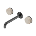Serenity Wall Basin Set 185mm Spout With Rome Travertine Handle - Nero Serenity Collection - Chrome FinishGun Metal Finish