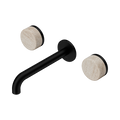 Serenity Wall Basin Set 185mm Spout With Rome Travertine Handle - Nero Serenity Collection - Chrome FinishMatte Black Finish