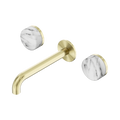Serenity Wall Basin Set 185mm Spout With Arabescato Corchia Handle - Nero Serenity Collection - Chrome FinishBrushed Gold Finish
