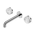 Serenity Wall Basin Set 185mm Spout With Arabescato Corchia Handle - Nero Serenity Collection - Chrome Finish