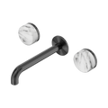 Serenity Wall Basin Set 185mm Spout With Arabescato Corchia Handle - Nero Serenity Collection - Chrome FinishGun Metal Finish